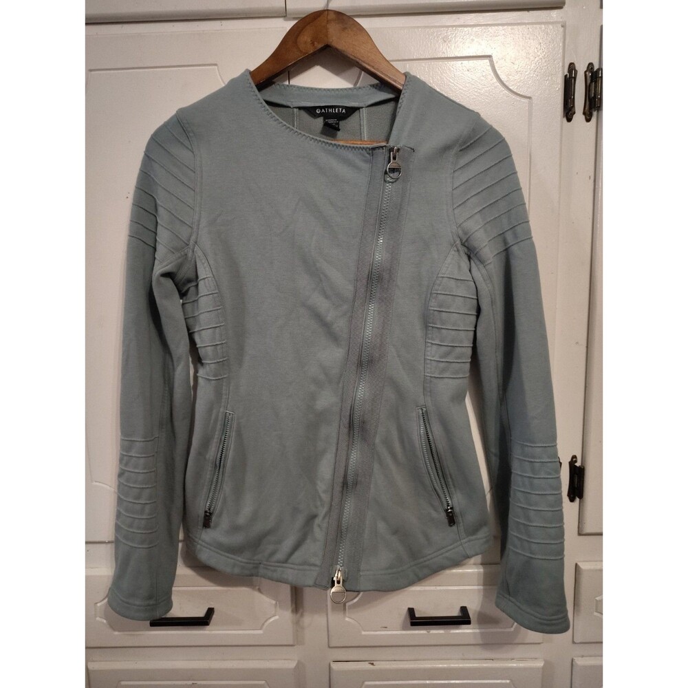 Athleta Moto Full Zip Jacket Green Color Women Size Small Super Soft